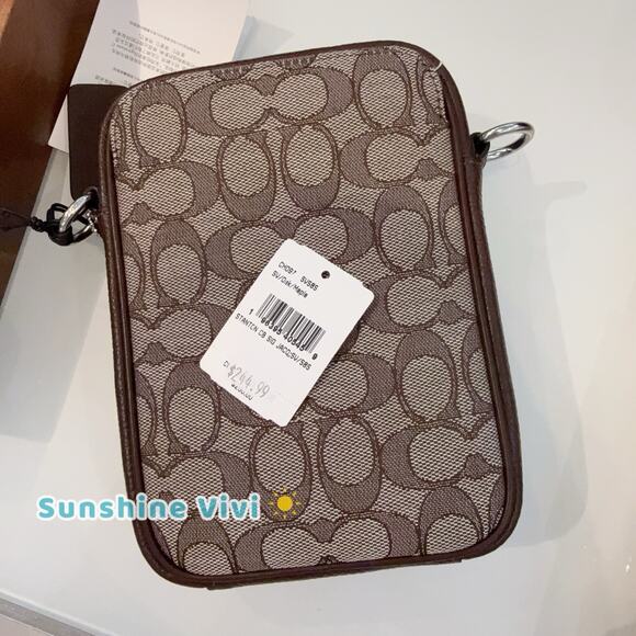 NWT Coach Men's Stanton Crossbody In Signature Jacquard Silver/Oak/Maple CH097 - Picture 5 of 9